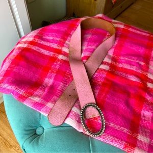 Pink genuine Leather Belt with sparkle buckle